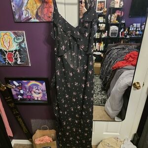 Victoria's Secret Black Maxi Dress with Pink Floral Print